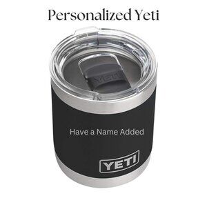 Personalized Black Yeti Lowball Cup – Custom Laser Engraved Name